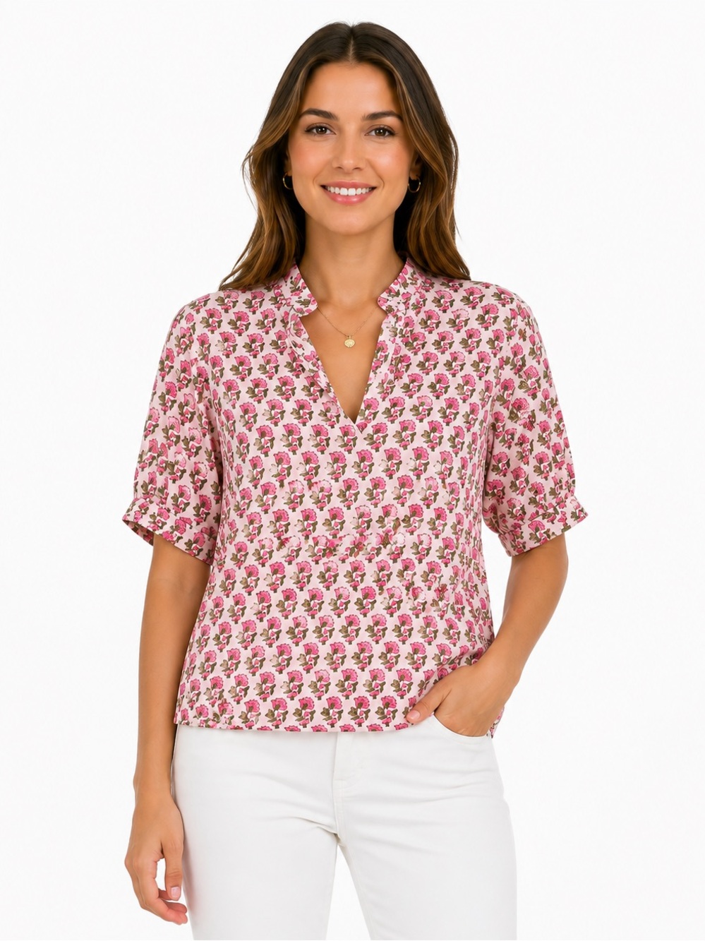 Mod’s Mahal floral print short sleeve pop over  blouse